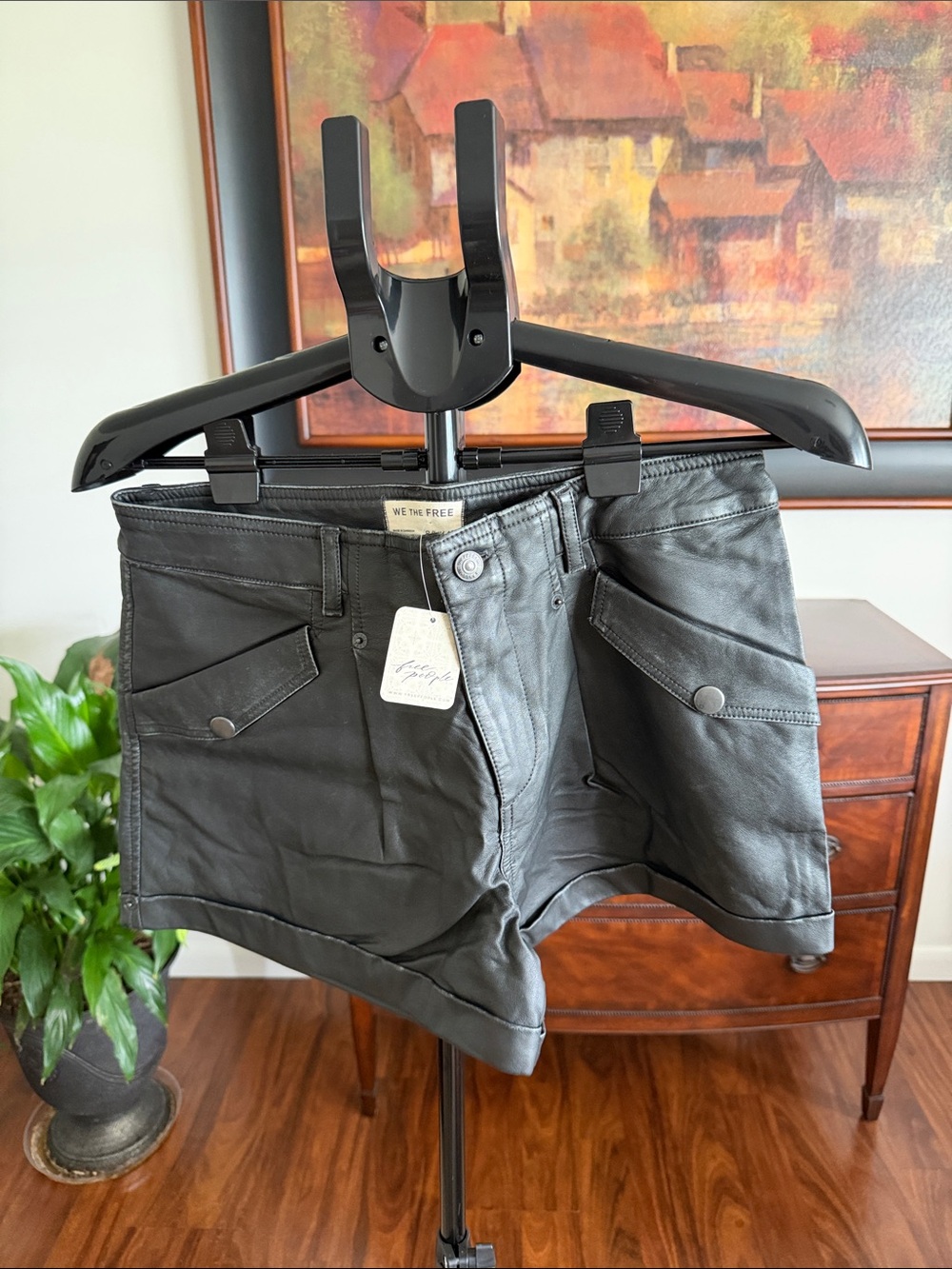 We The Free Black Leatherette High-Rise Women’s Shorts